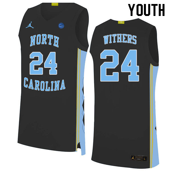 Youth #24 Jae'Lyn Withers North Carolina Tar Heels College Basketball Jerseys Stitched Sale-Black